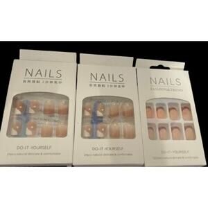 3 Packs of Short Round Press On Nails Fake Nails Acrylic Press On Nails